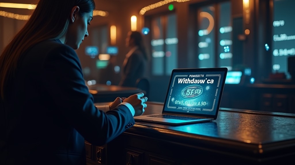 Schermo di prelievo illuminato in un casinò scuro con account verificato